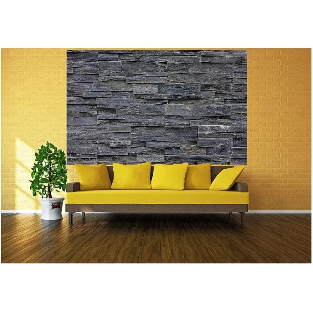 GREAT ART®‎ Poster - Black Stonewall Photo Wallpaper – Industrial Wall 55 x 39
